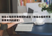 微信小程序開發(fā)用到的語言（微信小程序開發(fā)需要用到的語言）