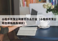 小程序開發(fā)公司屬于什么行業(yè)（小程序開發(fā)公司選擇指南及誤區(qū)）